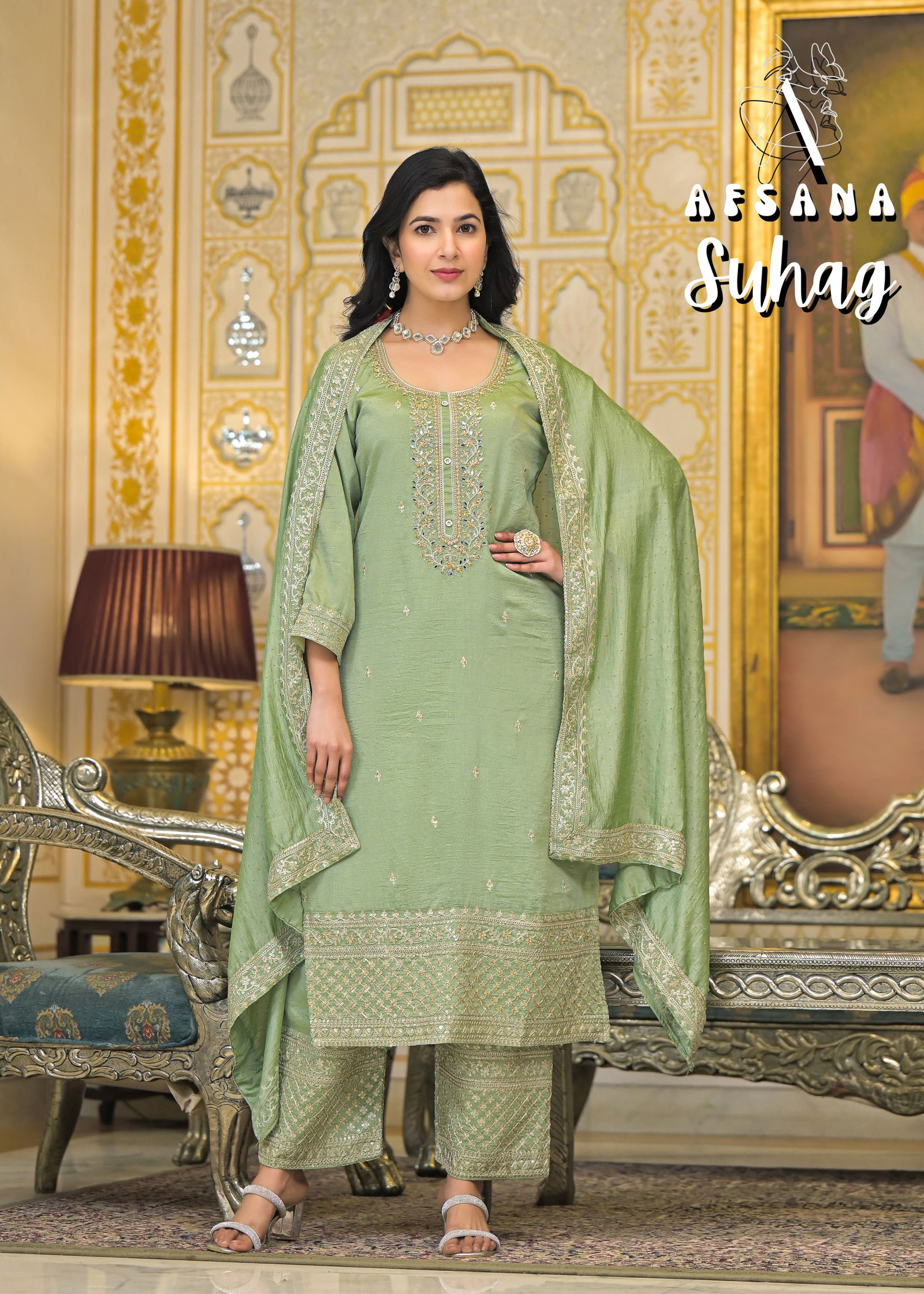 Suhag By Afsana Vichitra Embroidery Readymade Suits Exporters In India